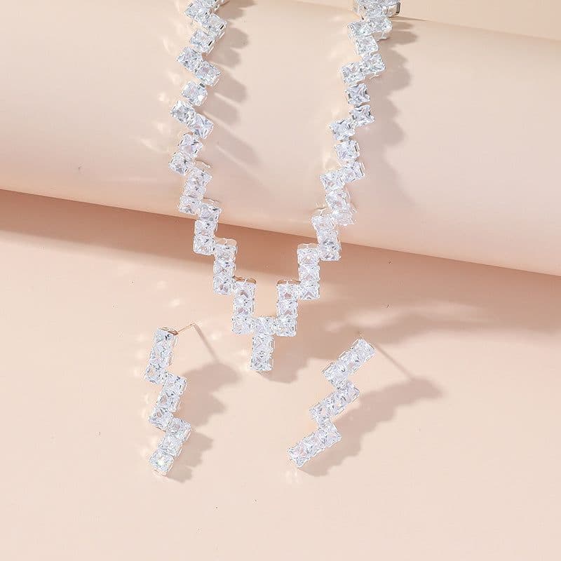 image-Crystal Zircon Bride Wedding Jewelry Set Necklace