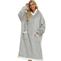 image-Winter blanket extra long vertical pocket fleece lazy blanket flannel lambswool TV TV blanket bathrobe