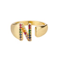 image-Retro Zirconia 26 Letter Adjustable Ring - Personalized Fashion Design