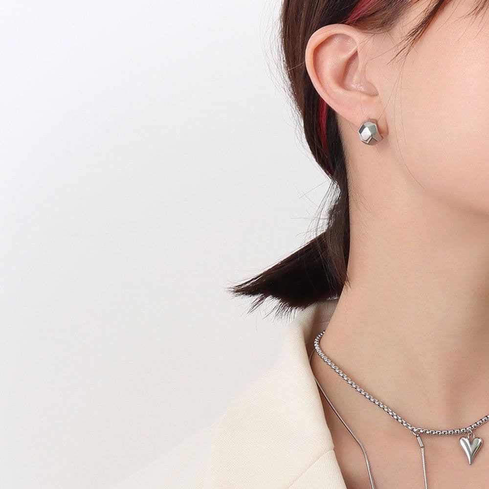 image-Personalized Diamond Earrings - Titanium Steel 18K Geometric Style - Hot-Selling 2023