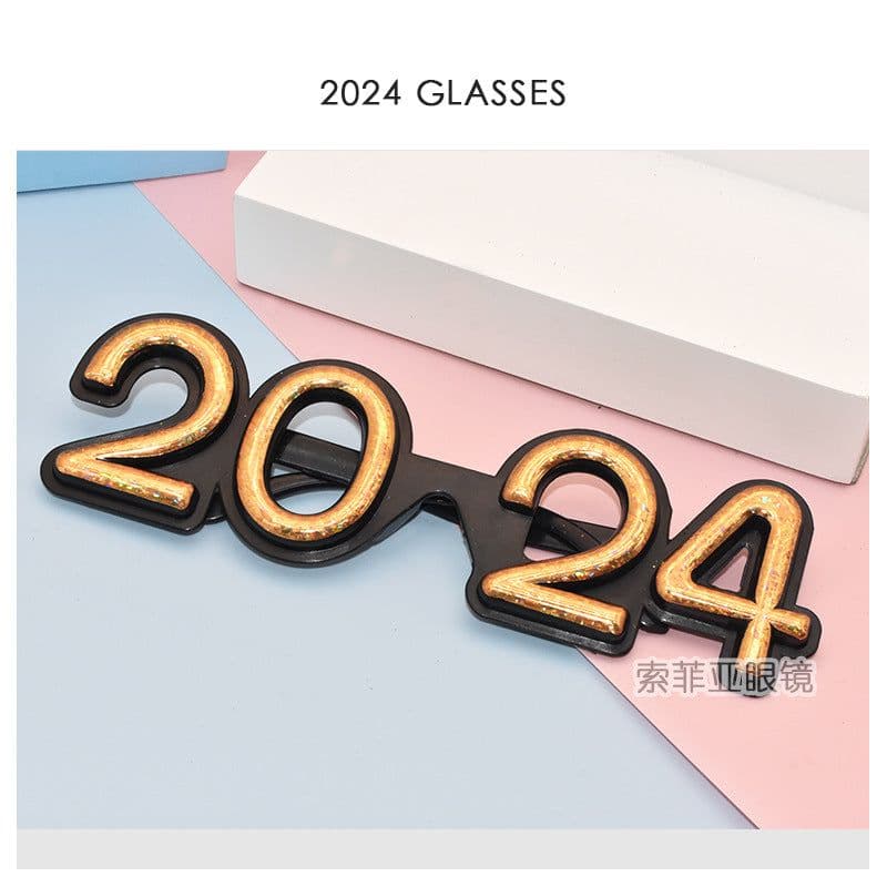 image-2024 Digital Glasses Cross-border New Year's Eve Party Decoration Christmas Glasses Digital Funny Sunglasses