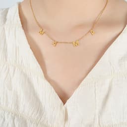 image-Versatile niche design MAMA Mother's Day gift jewelry stainless steel gold-plated personalized letter pendant clavicle necklace