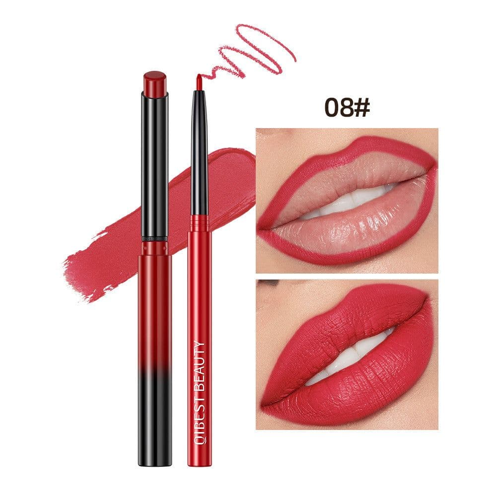 image-QIBEST Lipstick Lip Liner Set - Matte Nude Waterproof