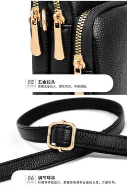 image-Women's Mini Shoulder Bag - Soft PU Leather Black