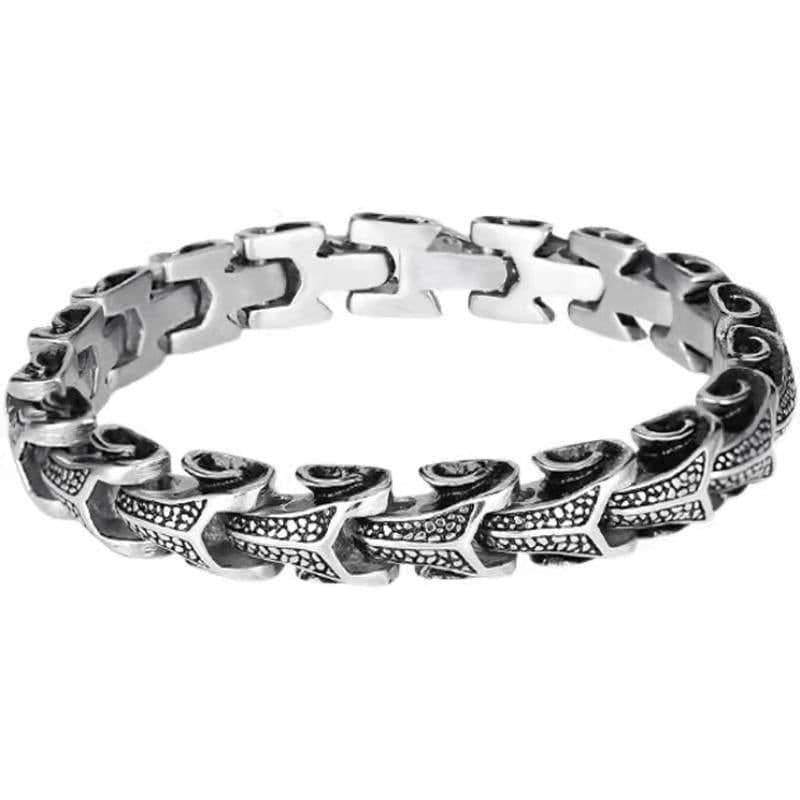 image-Retro Men's Hip-Hop Bracelet - Silver 22CM AININA