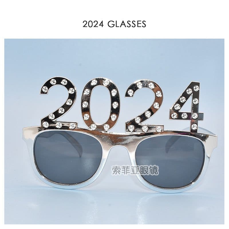 image-2024 Digital Glasses Cross-border New Year's Eve Party Decoration Christmas Glasses Digital Funny Sunglasses