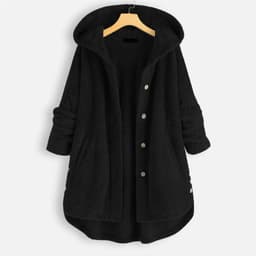 image-Women's Winter Hooded Fleece Sweater - Dark Blue 5XL