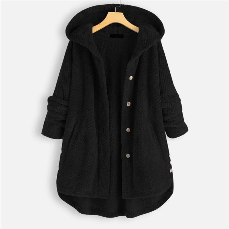 image-Women's Winter Hooded Fleece Sweater - Dark Blue 5XL