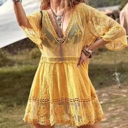 image-Yunshang Lace Beach Dress - White One Size