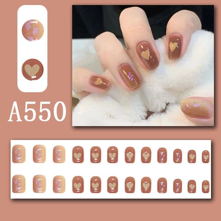 image-Summer fresh, sweet and cool style manicure, wearable nail pieces, French line blending, removable fake nail pieces, finished products wholesale