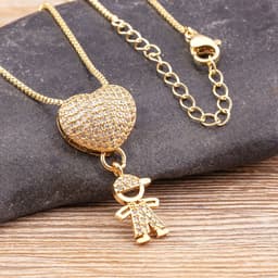 image-Children's Number Pendant Necklace - 18k Gold Plated Copper