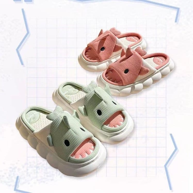 image-Xiaosha Thick-Soled Cotton Linen Slippers - Grey Size 44-45
