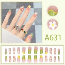 image-Summer and autumn gentle and simple pure lust style wearable nail patches printed solid color French style removable manicure fake nail patches wholesale