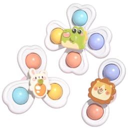 image-Baby spinner suction cup toy children's flower spinning top baby bath play table and chair suction cup toy