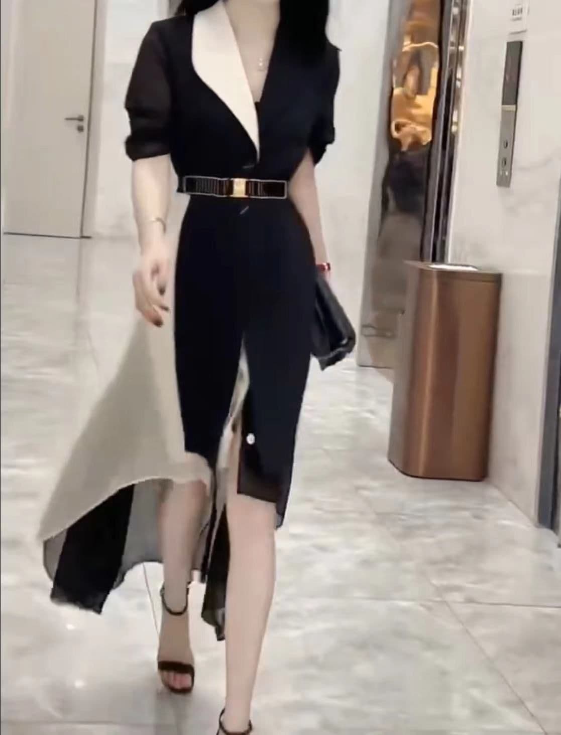 image-Women's Midi Dress - High Waist A-Line Short Sleeve