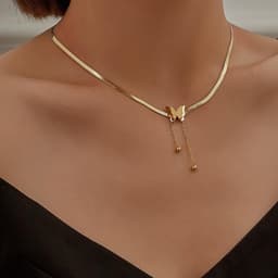 image-Butterfly Pendant Necklace - Titanium Steel Blade Chain