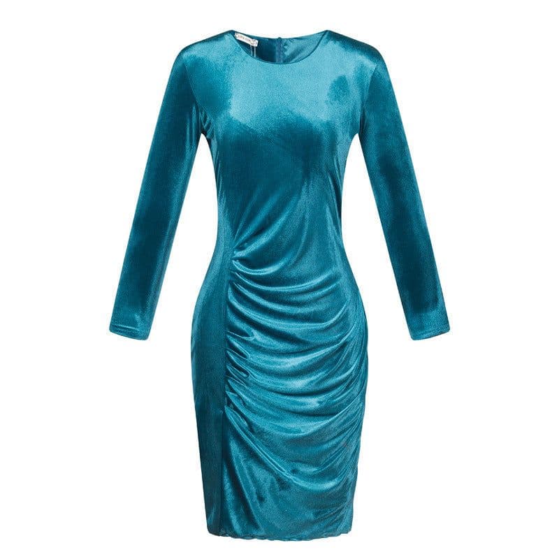 image-Livagirl Korean Velvet Dress - Green XXXL Long Sleeve