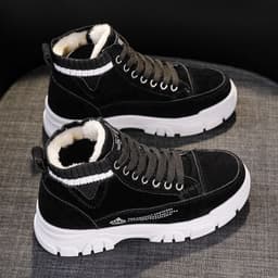 image-Winter women's shoes plus velvet and thickened warm cotton shoes flat heel thick sole 2021 new Korean version versatile student high-top shoes for women
