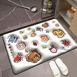 image-Bathroom Mat - Machine Washable Square Non-Slip Pad