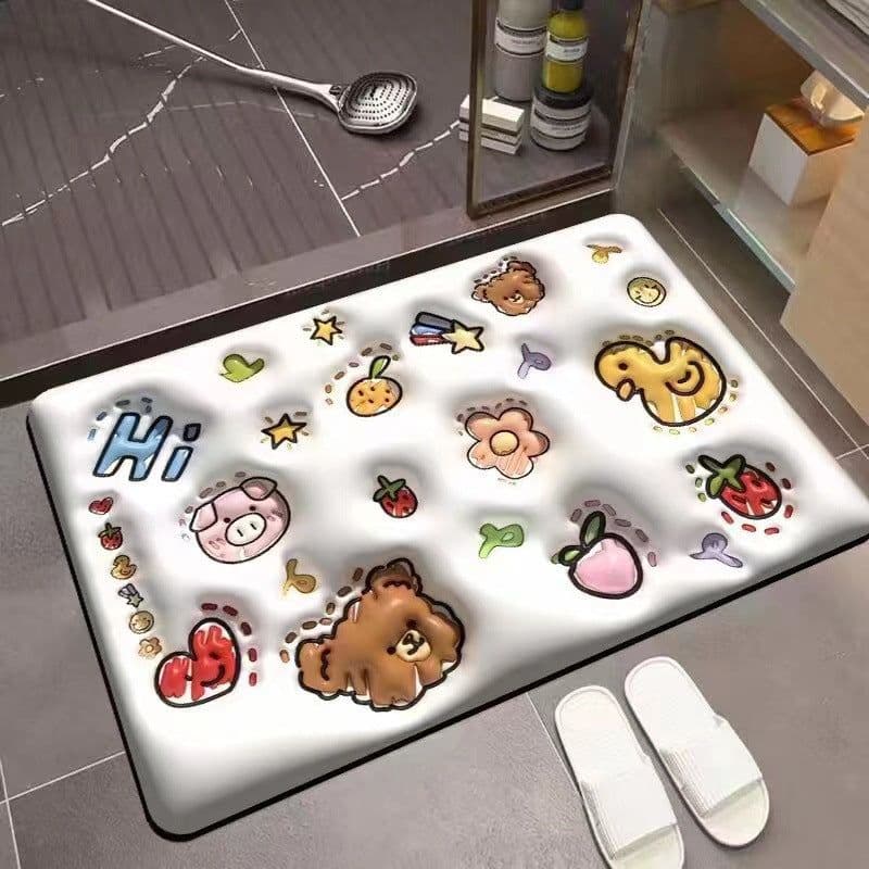 image-Bathroom Mat - Machine Washable Square Non-Slip Pad