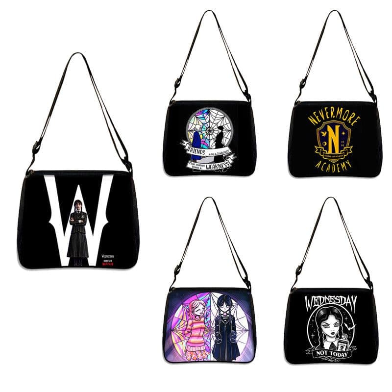 image-Cross-border Adams family Wednesday addams ladies shoulder bag niche armpit bag fashion handbag