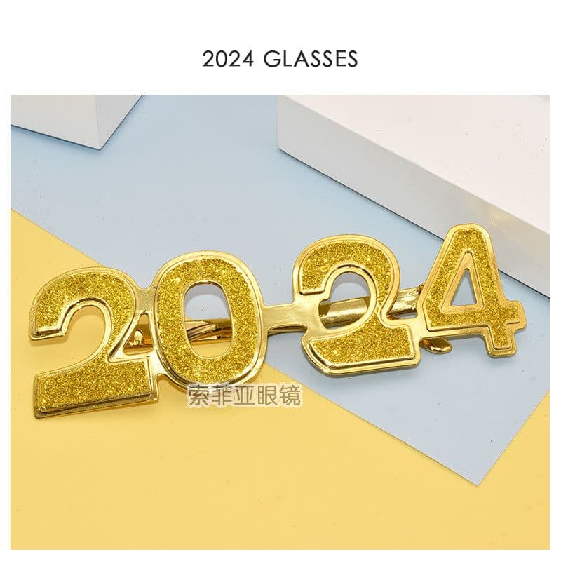 image-2024 Digital Glasses Cross-border New Year's Eve Party Decoration Christmas Glasses Digital Funny Sunglasses