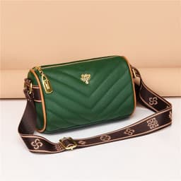image-Genuine Leather Small Square Crossbody Bag - Green