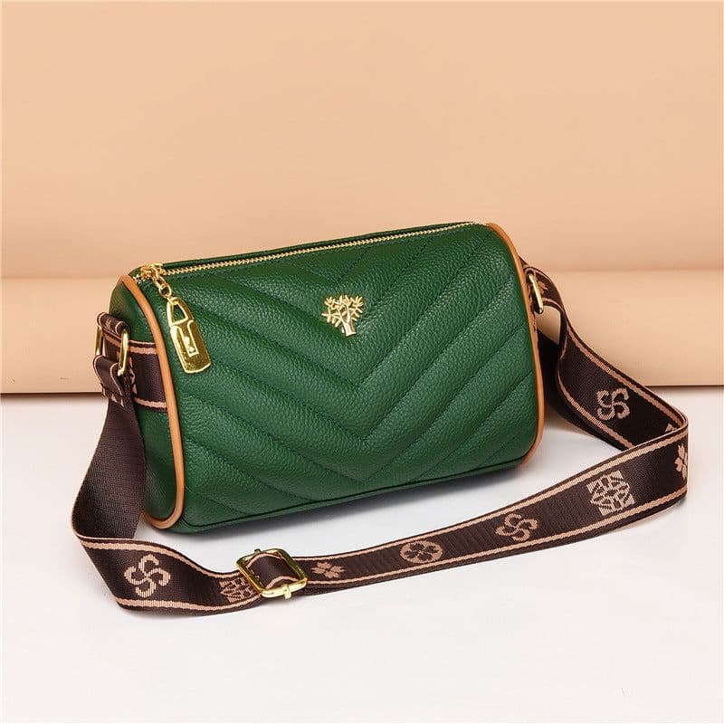 image-Genuine Leather Small Square Crossbody Bag - Green