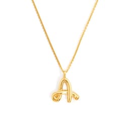 image-Brass Alphabet Necklace Unisex Initial Pendant Gold Plating