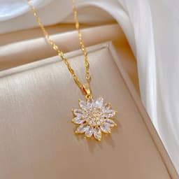 image-Titanium Steel Sunflower Necklace Women