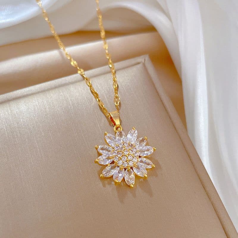 image-Titanium Steel Sunflower Necklace Women