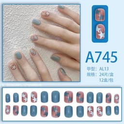 image-Fresh French flowers, cute ins wind, ice and transparent stars, long style, short style, white, high-end manicure and wearable nails