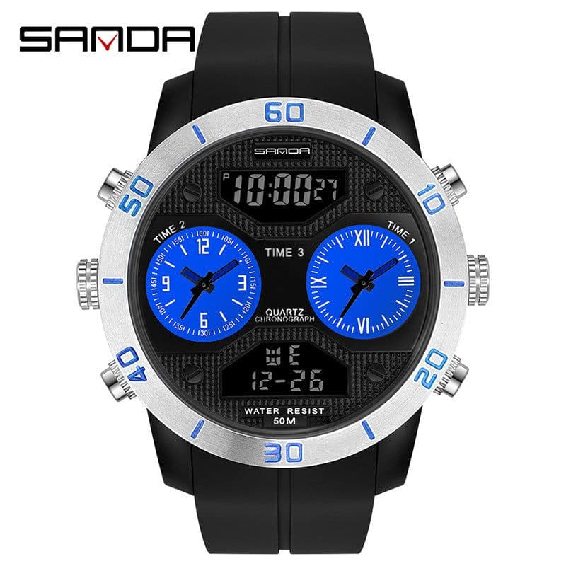 image-Sanda Sports Watch Men 54mm Waterproof Black