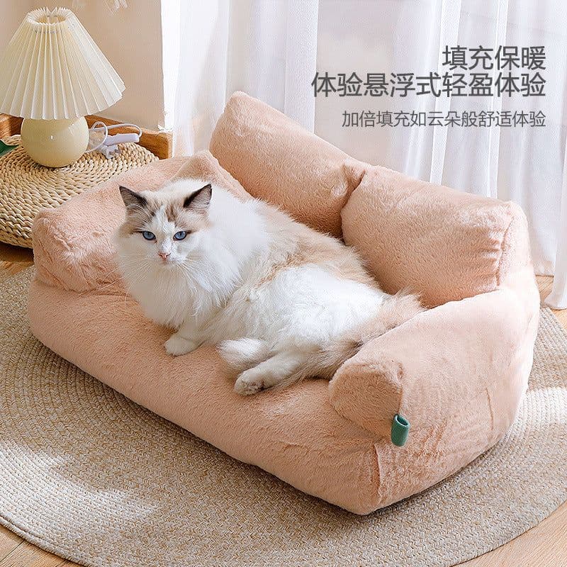 image-LEZIZI XXL Warm Cat Sofa - Flannel Pet Kennel Bed Mat Universal Cat Supplies