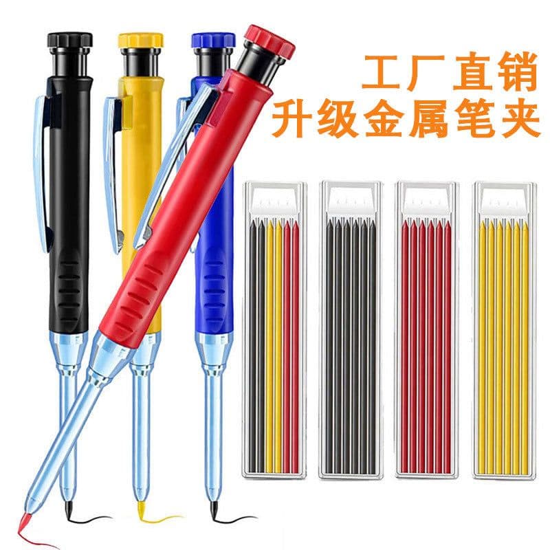 image-Professional 2.8MM Metal Woodworking Pencil - Quick-Drying 6-Color Refills