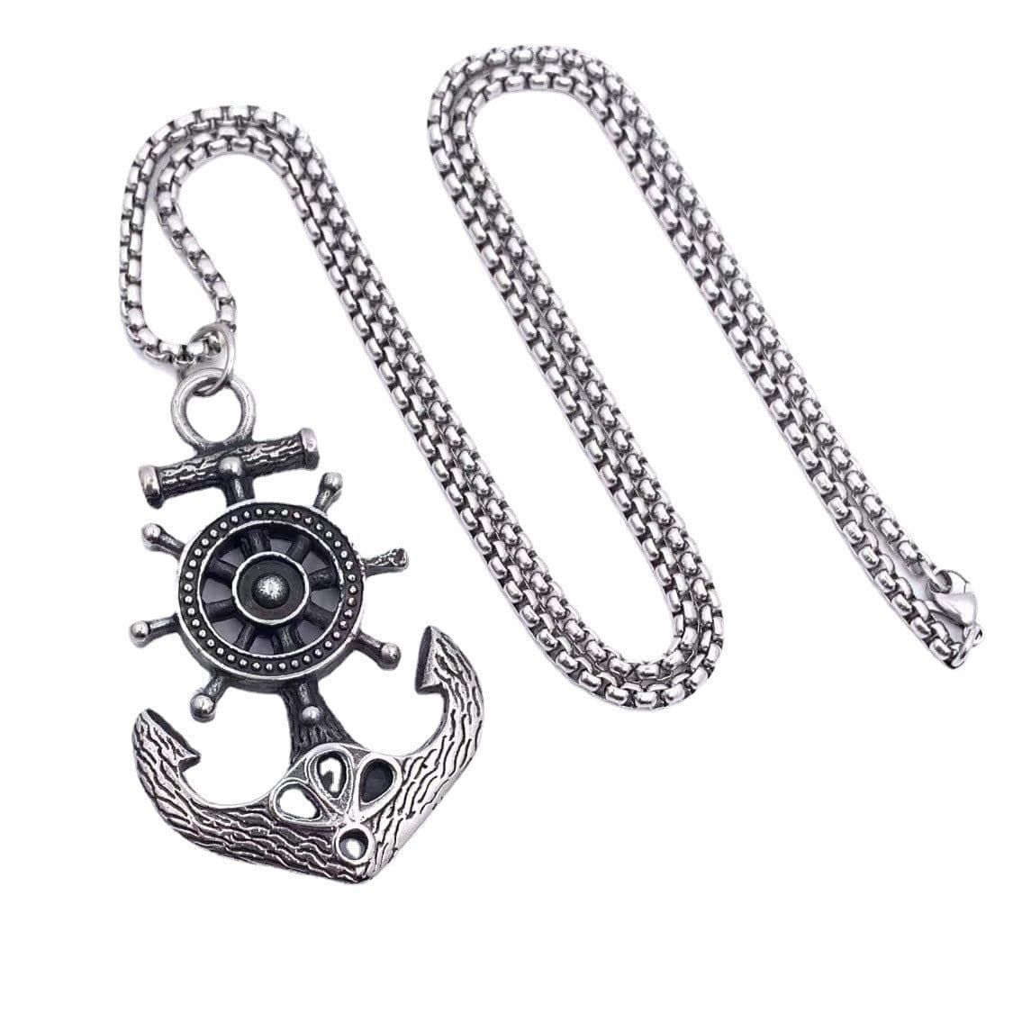image-Steel Soul Anchor Pendant Necklace - Titanium Steel Retro