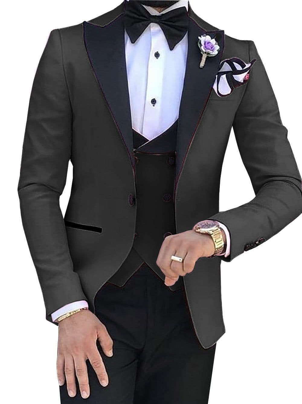 image-Cross-border Explosive Men's Suit Three-piece Suit Gun Barge Collar Wedding Suit Men's Suit One Drop Shipping Factory
