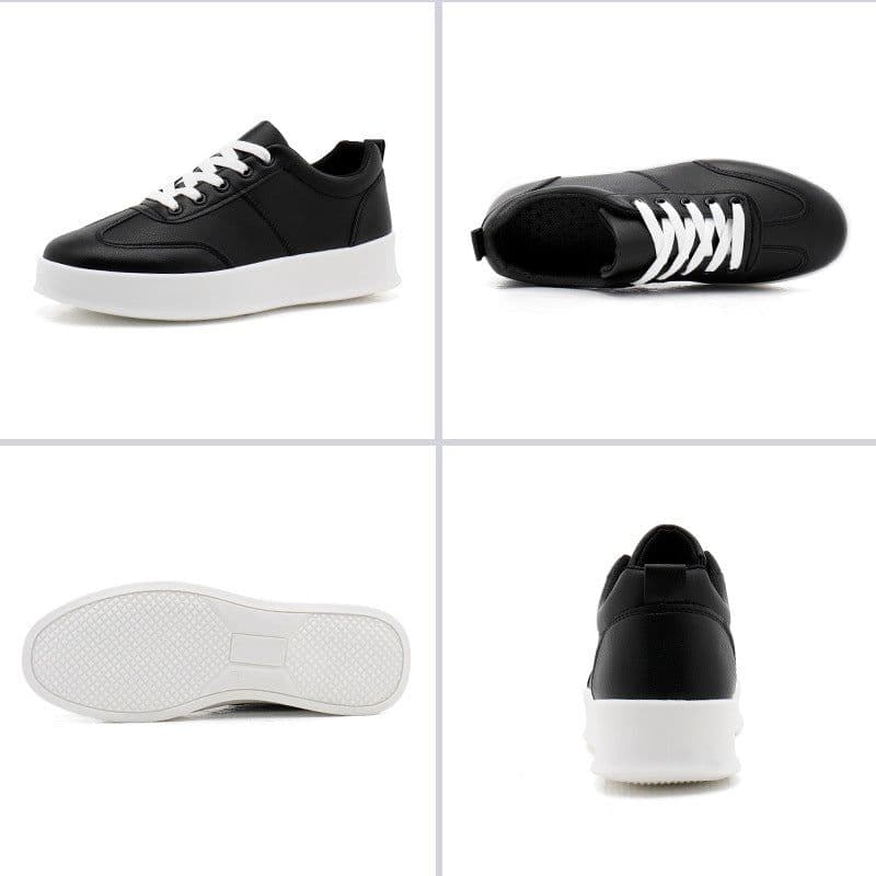 image-Men's White Low Top Sneakers - Breathable Casual Shoes