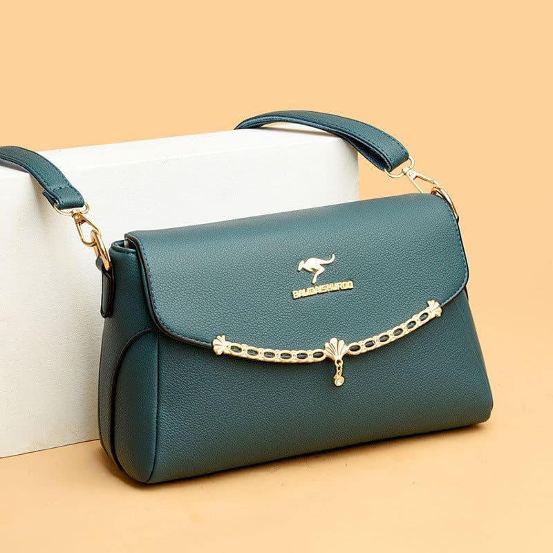 image-Women's Leather Shoulder Bag - Large Capacity