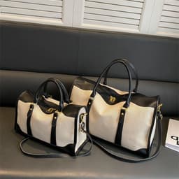 image-Canvas Messenger Bag Women - Brown Travel Handbag