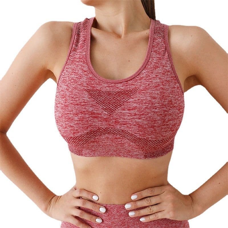 image-Dai Jiaoyi Pink Yoga Sports Bra with Chest Pad - XL, Nylon/Nylon