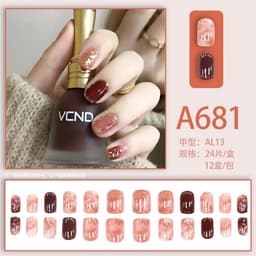 image-Autumn and winter gentle, sweet and pure desire INS style manicure wear nail polish girl whitening printed ice transparent fake nail polish