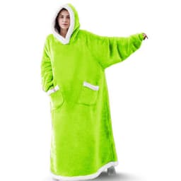 image-Winter blanket extra long vertical pocket fleece lazy blanket flannel lambswool TV TV blanket bathrobe