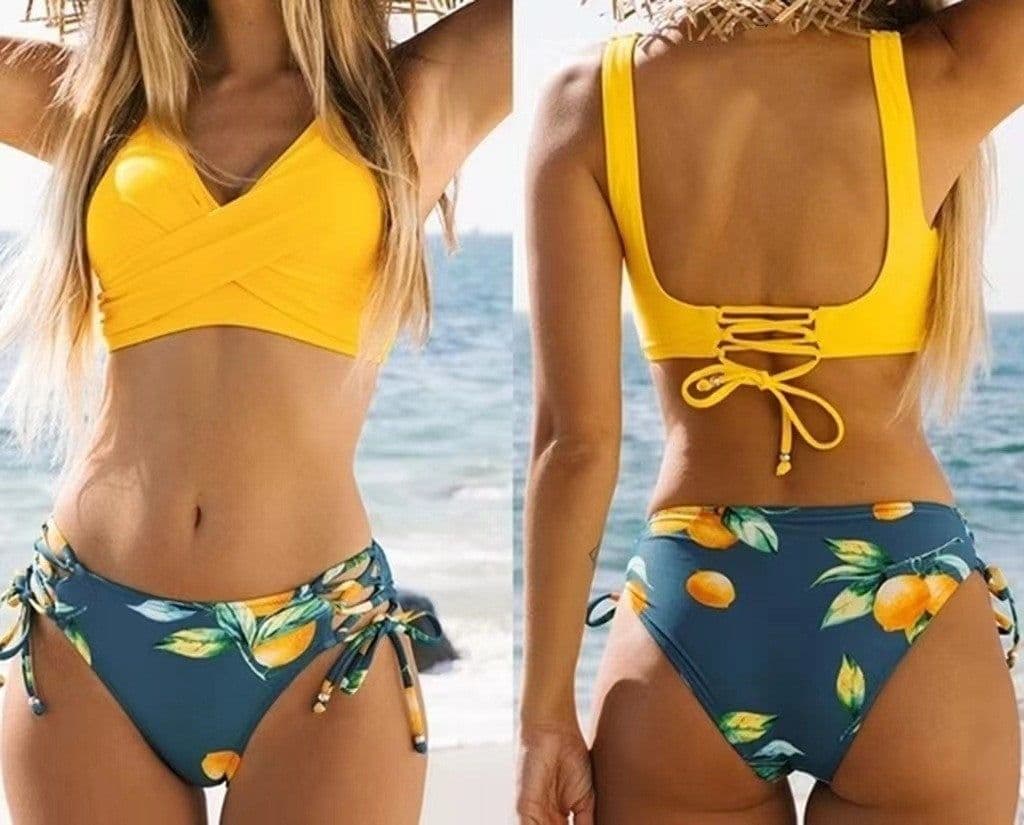 image-2021 bikini European and American spot sexy yellow multi-color bikini export swimsuit for women