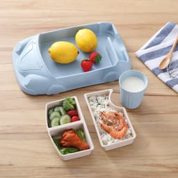 image-Naxinjia Bamboo Fiber Kids Plate Set - Nordic Pink