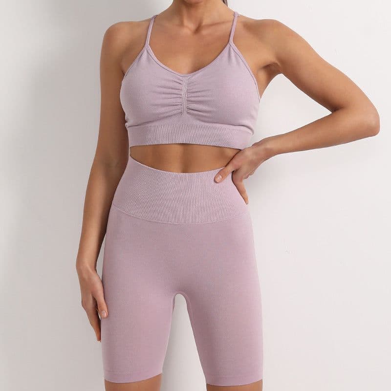 image-Yoga Suit Set - Green Spandex Leggings, Sports Bra, L Size