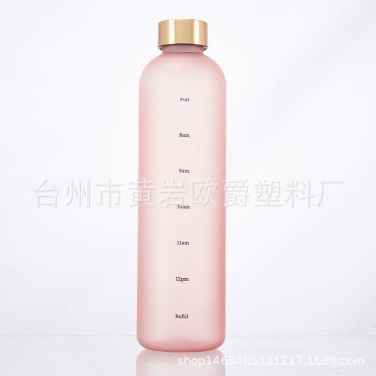 image-1000ml plastic cup space cup large capacity gradient frosted handy water cup Tritan pure copper cover stainless steel cover