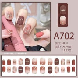 image-Autumn and winter gentle, sweet and pure desire INS style manicure wear nail polish girl whitening printed ice transparent fake nail polish
