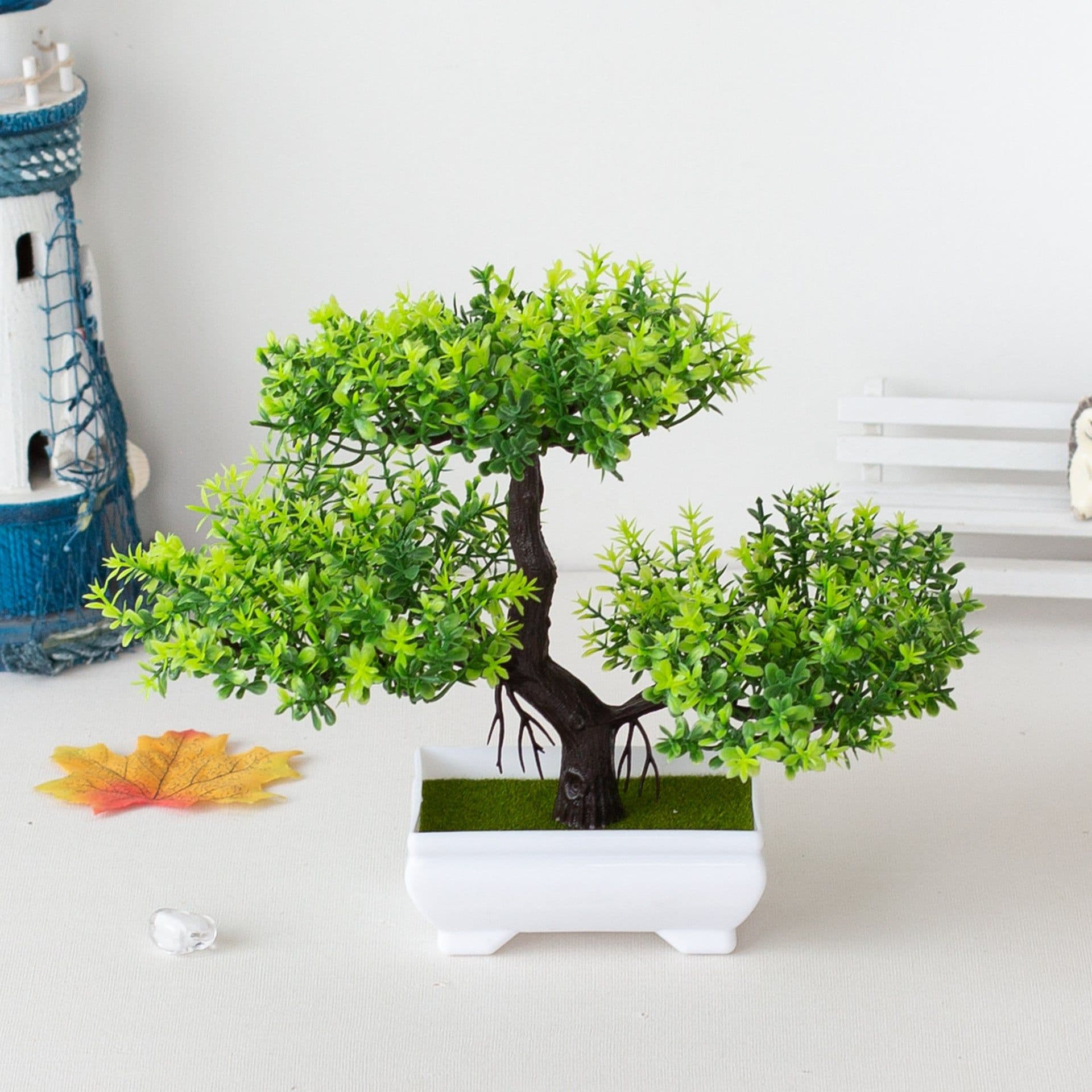 image-Small Green Pine Simulation Plant Ornament Bonsai - Plastic Decor