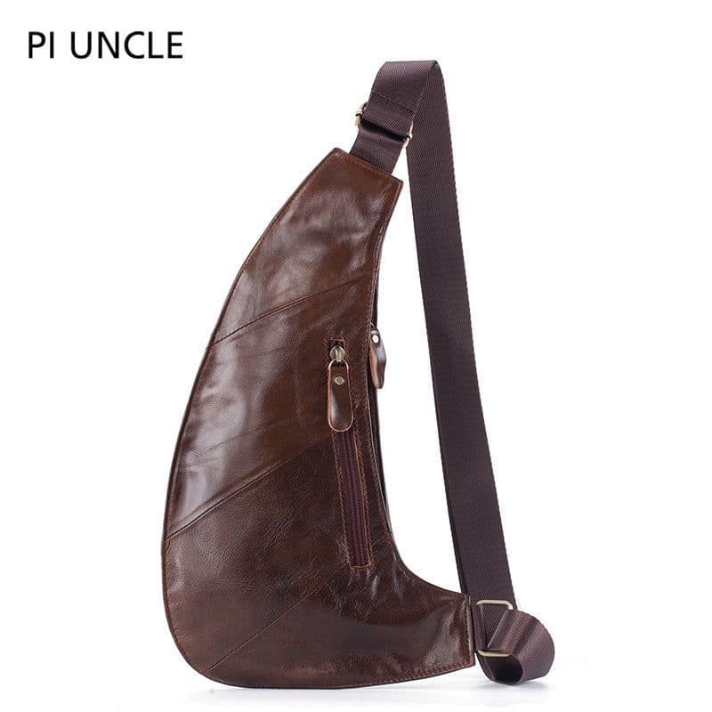 image-Uncle Pi Leather Chest Bag - Black Half Moon